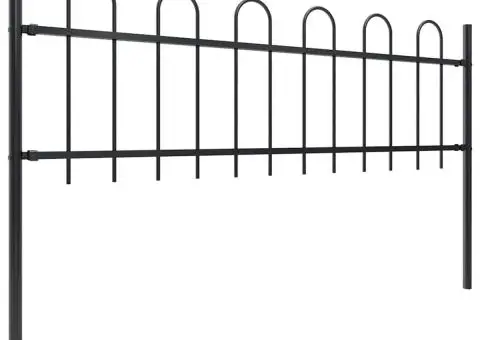 Gard de grădină cu vârf curbat, negru, 8,5 m, oțel - 2/5
