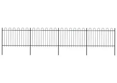 Gard de grădină cu vârf curbat, negru, 6,8 m, oțel - 1/5