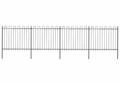 Gard de grădină cu vârf curbat, negru, 6,8 m, oțel - 1/5