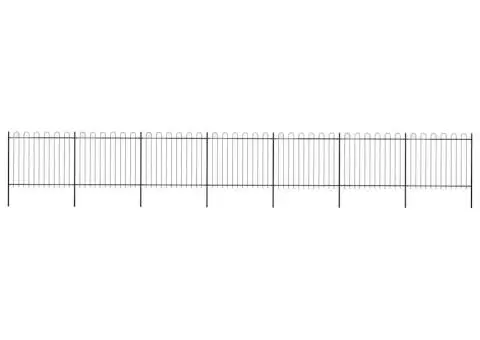 Gard de grădină cu vârf curbat, negru, 11,9 m, oțel - 1/5