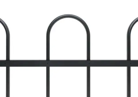 Gard de grădină cu vârf curbat, negru, 11,9 m, oțel - 3/5