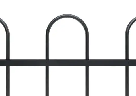 Gard de grădină cu vârf curbat, negru, 15,3 m, oțel - 3/5