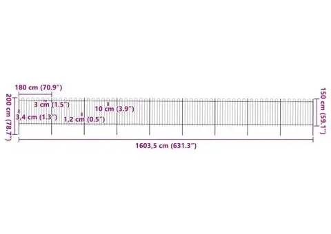 Gard de grădină cu vârf curbat, negru, 15,3 m, oțel - 5/5