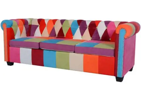 Set canapea Chesterfield, 2 piese, material textil - 2/5