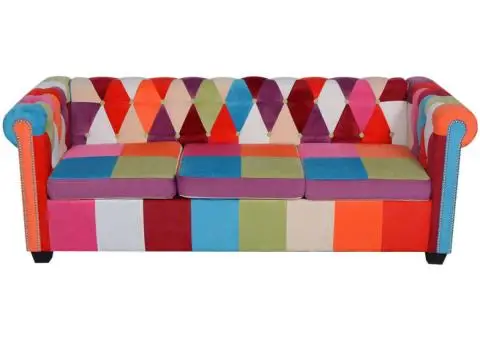 Set canapea Chesterfield, 2 piese, material textil - 3/5