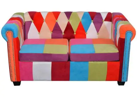 Set canapea Chesterfield, 2 piese, material textil - 5/5