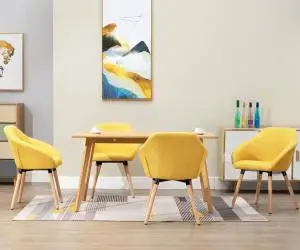 vidaXL Scaune de bucătărie, 4 buc., galben, material textil