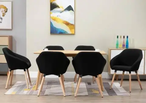 Scaune de sufragerie, 6 buc. negru, material textil - 1/5