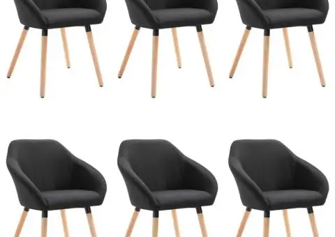 Scaune de sufragerie, 6 buc. negru, material textil - 2/5