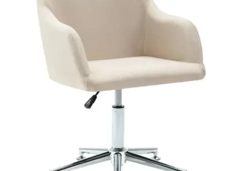 Scaun de birou pivotant, crem, material textil - 1/5