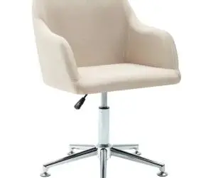 vidaXL Scaun de birou pivotant, crem, material textil