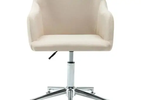 Scaun de birou pivotant, crem, material textil - 2/5