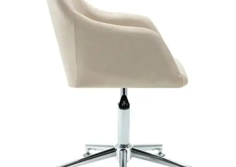 Scaun de birou pivotant, crem, material textil - 3/5