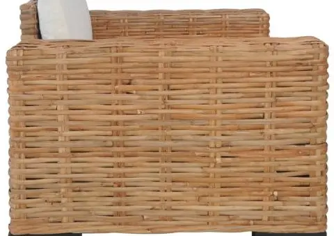 Set canapea cu perne, 2 piese, ratan natural - 4/5