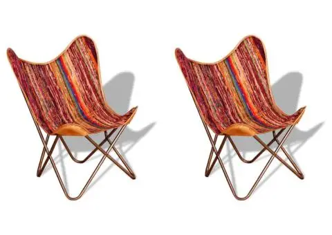 Scaune fluture, 2 buc., multicolor, țesătură Chindi - 1/5