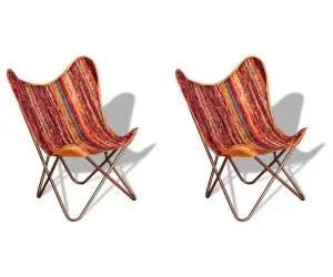 vidaXL Scaune fluture, 2 buc., multicolor, țesătură Chindi