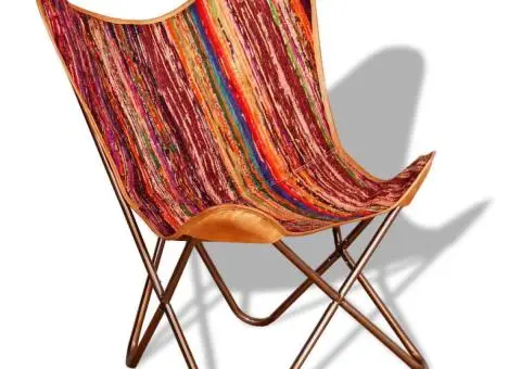 Scaune fluture, 2 buc., multicolor, țesătură Chindi - 2/5