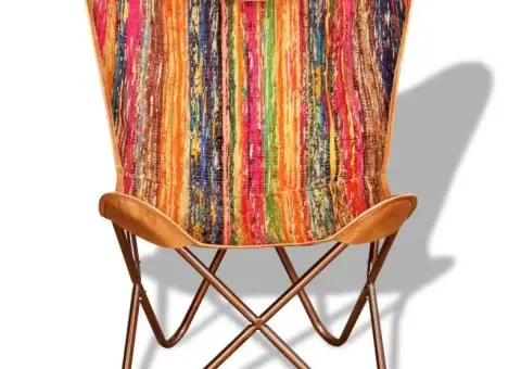 Scaune fluture, 2 buc., multicolor, țesătură Chindi - 3/5