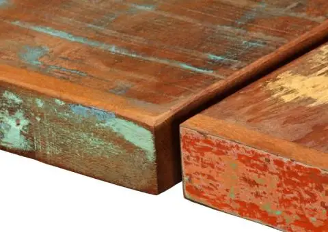 Set mobilier de bar, 5 piese, lemn reciclat și piele naturală - 4/5