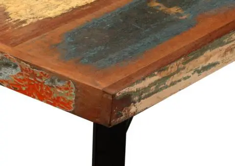 Set mobilier de bar, 5 piese, lemn reciclat și piele naturală - 5/5