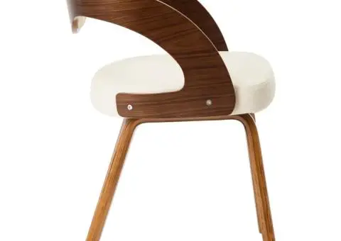 Scaune de bucătărie, 4 buc, crem, lemn curbat & piele ecologică - 4/5