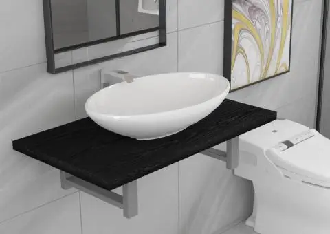 Set mobilier de baie, 2 piese, negru, ceramică - 1/5