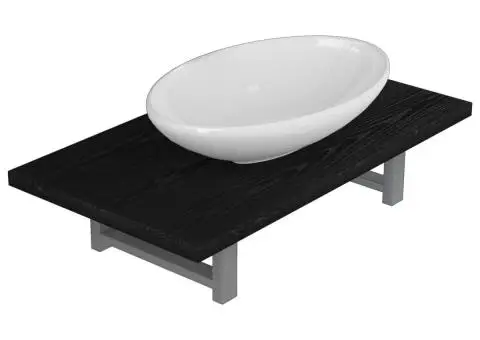 Set mobilier de baie, 2 piese, negru, ceramică - 2/5