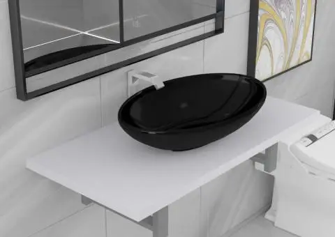 Set mobilier de baie, 2 piese, alb, ceramică - 1/5