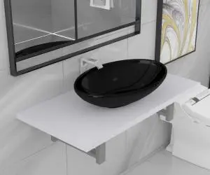 Set mobilier de baie, 2 piese, alb, ceramică