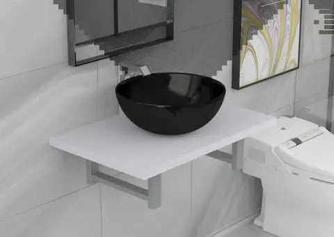 Set mobilier de baie, 2 piese, alb, ceramică - 1/5