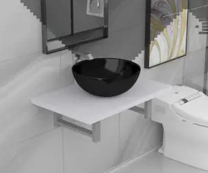 vidaXL Set mobilier de baie, 2 piese, alb, ceramică