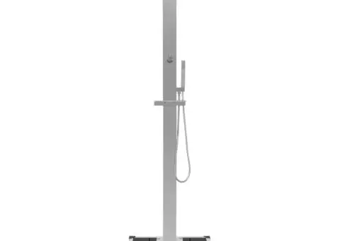 Duș de exterior cu cădiță, WPC și oțel inoxidabil - 4/5