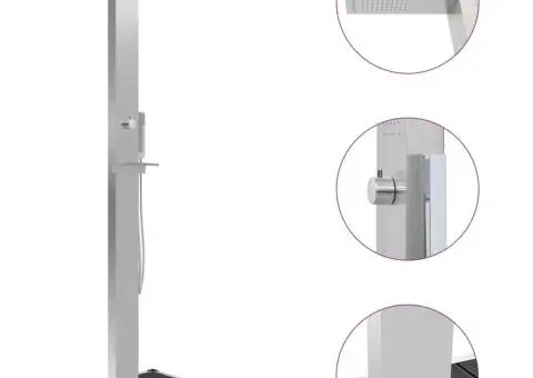 Duș de exterior cu platformă, WPC și oțel inoxidabil - 1/5