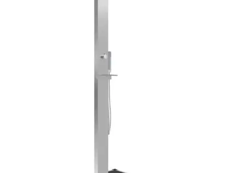 Duș de exterior cu platformă, WPC și oțel inoxidabil - 2/5