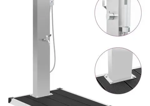 Duș de exterior cu cădiță, WPC și oțel inoxidabil - 1/5