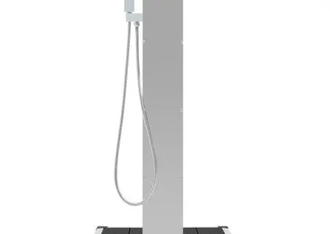 Duș de exterior cu cădiță, WPC și oțel inoxidabil - 5/5