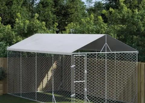 Padoc de exterior cu acoperiș argintiu 3x6x2,5m oțel galvanizat - 1/4