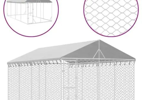 Padoc de exterior cu acoperiș argintiu 3x6x2,5m oțel galvanizat - 2/4