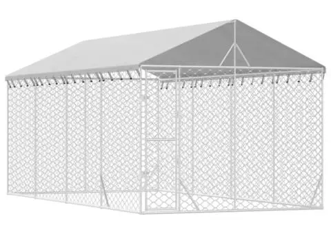 Padoc de exterior cu acoperiș argintiu 3x6x2,5m oțel galvanizat - 3/4