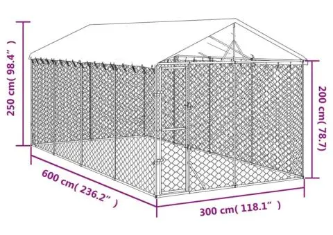 Padoc de exterior cu acoperiș argintiu 3x6x2,5m oțel galvanizat - 4/4