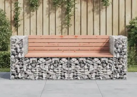 Bancă de grădină cu gabion, 184x71x65,5 cm, lemn masiv Douglas - 1/5