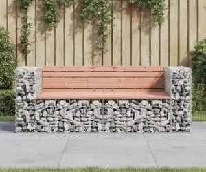 vidaXL Bancă de grădină cu gabion, 184x71x65,5 cm, lemn masiv Douglas