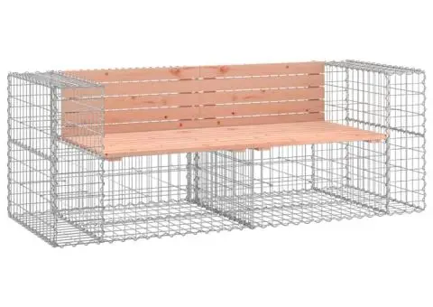 Bancă de grădină cu gabion, 184x71x65,5 cm, lemn masiv Douglas - 2/5