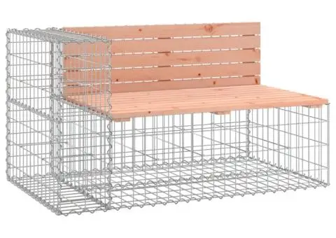 Bancă de grădină cu gabion, 244x71x65,5 cm, lemn masiv Douglas - 3/5