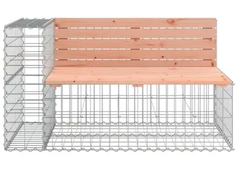 Bancă de grădină cu gabion, 244x71x65,5 cm, lemn masiv Douglas - 4/5