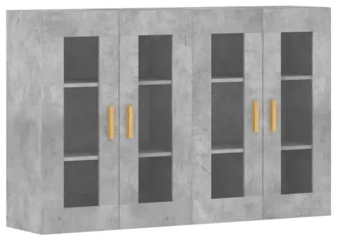 Dulapuri de perete, 2 buc., gri beton, lemn prelucrat - 2/5