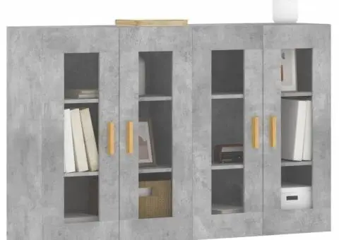 Dulapuri de perete, 2 buc., gri beton, lemn prelucrat - 3/5