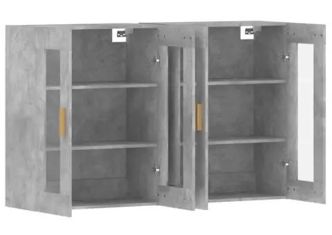 Dulapuri de perete, 2 buc., gri beton, lemn prelucrat - 5/5