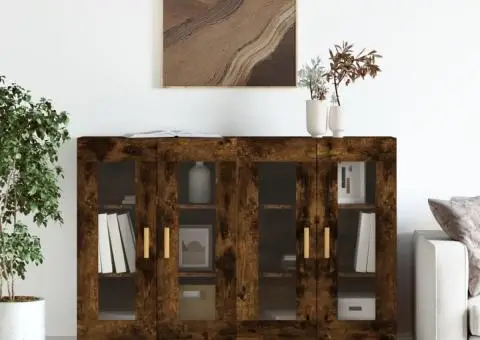 Dulapuri de perete, 2 buc., stejar afumat, lemn prelucrat - 1/5