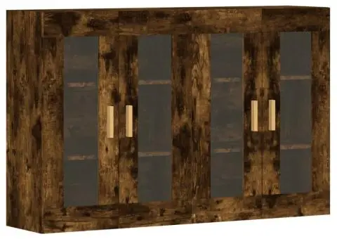 Dulapuri de perete, 2 buc., stejar afumat, lemn prelucrat - 2/5